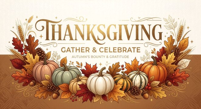 Modern Editorial Thanksgiving Typography Illustration