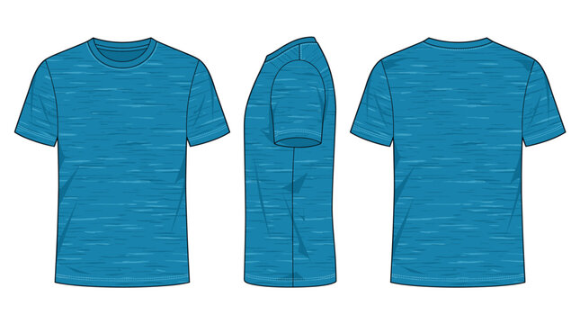 Slub T-Shirt with front side and back views apparel mockup template vector illustration 
