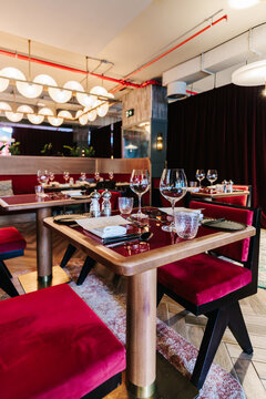 Elegant hotel restaurant dining table
