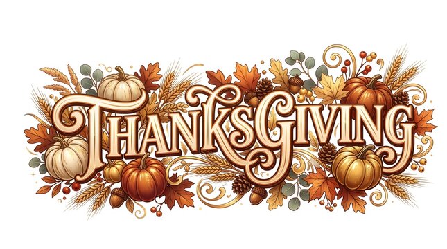 Modern Editorial Thanksgiving Typography Illustration