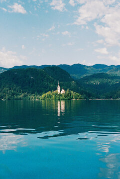 Lake bled church island in Slovenia