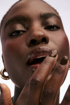 Close up of a Person Showing Hands and Facial Expression