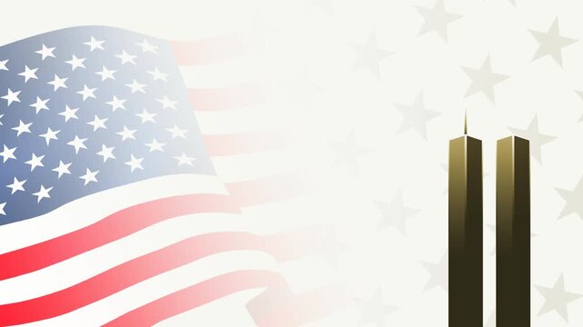 Animation Background of US Patriot Day 9.11 with American flag