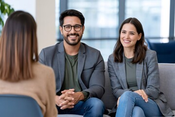 Fototapeta premium Business couple meeting with counselor for advice