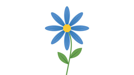 Obraz premium Blue flower with yellow center standing alone