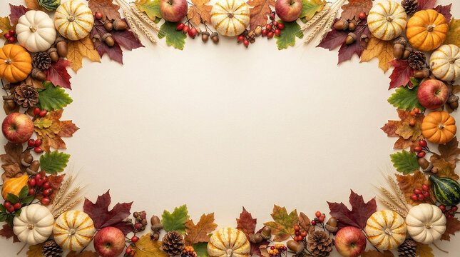 Autumn elements border frame