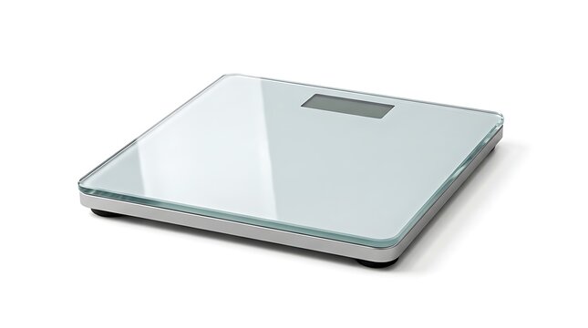 Digital bathroom scale for weight measurement on white background