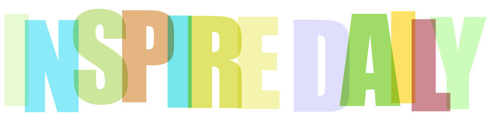 Motivational typography design with colorful overlapping letters spelling out the phrase inspire daily on transparent background © MST