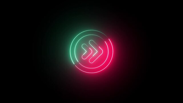 Glowing red and green neon arrow icon on black background sign light direction motion dynamic sign light direction motion dynamic
