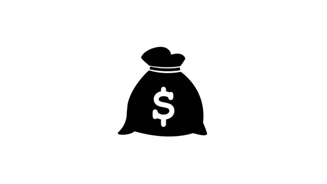 Money bag vector icon filled with wealth and finance symbols