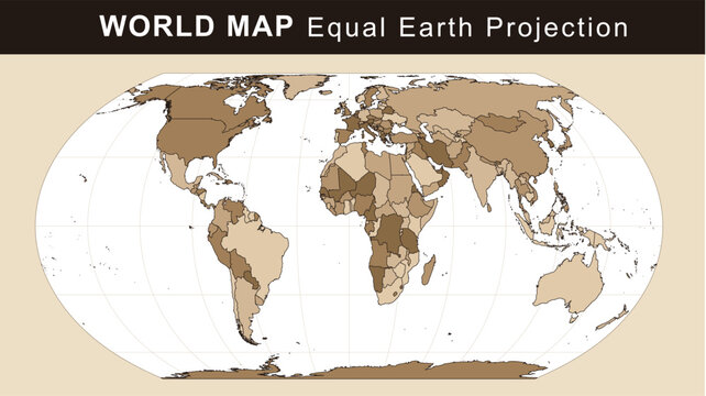 Equal Earth Equal-Area World Map Illustration