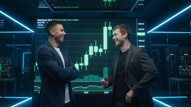 Crypto Traders Deal Green Bitcoin Chart K Stock Video