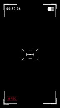 Simple Digital camera viewfinder recording screen overlay on black background. 4K Video