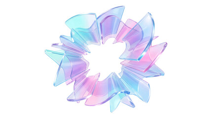 Fototapeta premium Iridescent swirling geometric shape with pastel isolated on png transparent background