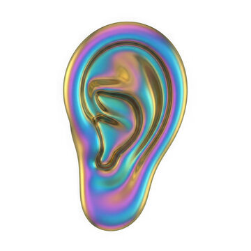 3d colorful human ear with gradient effect
