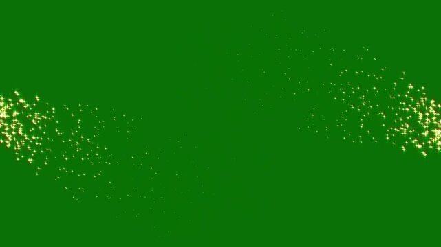 glowing glitter star trail animation with twinkling magic dust, Fairy dust wand. white cartoon doodle sparkles glitter, flat,  flat vector doodles, particle glitter effect on green screen.4k