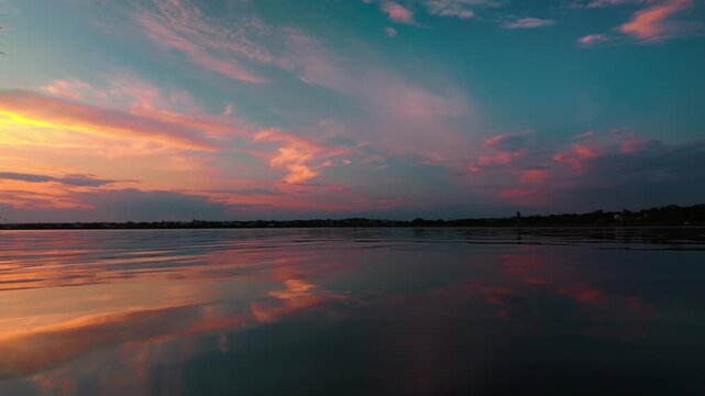 Colorful Sunset Sky Reflected in Lake