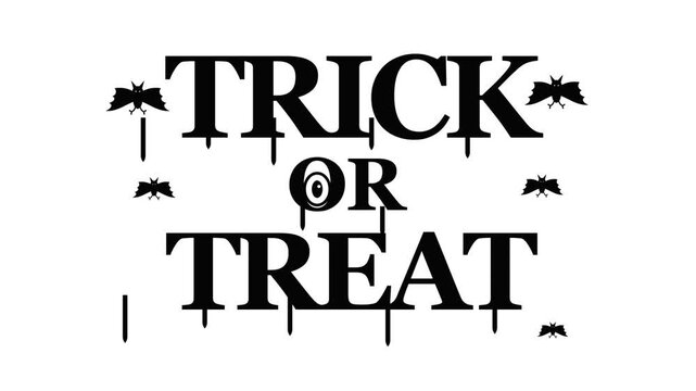 Spooky Halloween Trick or Treat Dripping Text Reveal Graphic with Bats