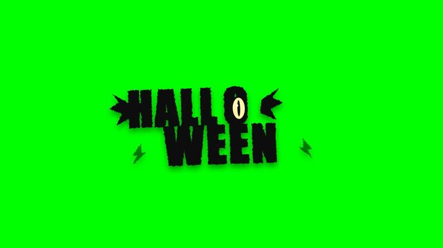Spooky Halloween Text Animation on Green Screen Chroma Key, Cyber Glitch Style Horror Typography