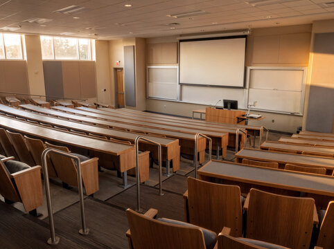 Empty College Lecture Hall &ndash; Modern Higher Education Classroom Before Class