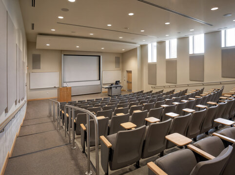 Empty College Lecture Hall &ndash; Modern Higher Education Classroom Before Class