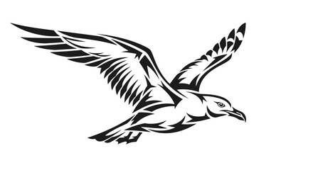 Obraz premium Seagull in flight with wings spread.