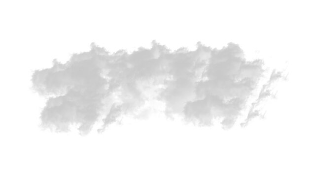 A single fluffy white cloud formation captured in the sky isolated on transparent background