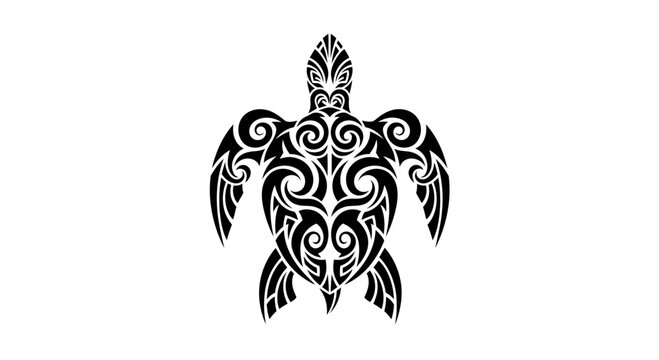 Black tribal turtle design art.