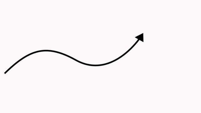 Black hand drawn arrow pointing upwards on a white background a simple sketch of an curving upwards
