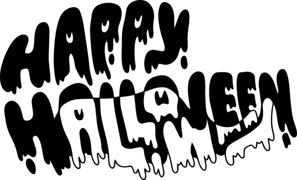 Happy halloween spooky dripping text sign for holiday season with halloween