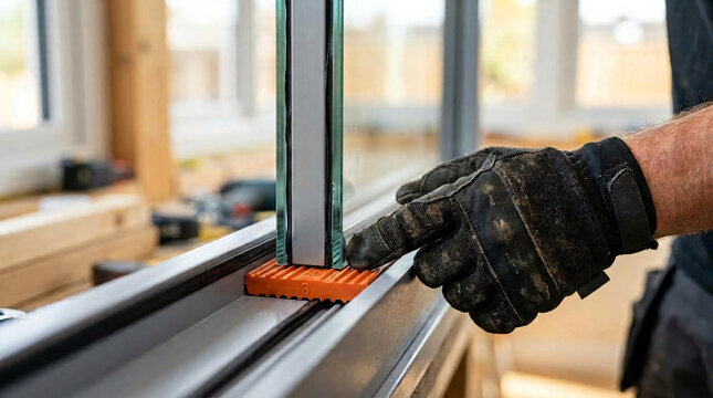 Professional window installation services | Installing double glazed sealed unit | Glazier fitting glass into window frame | Home renovation and energy efficient windows