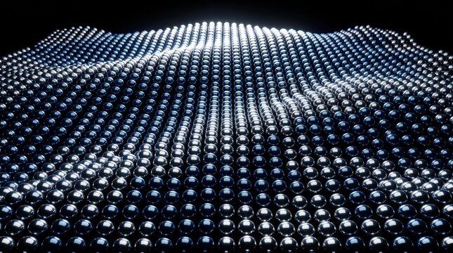 Blue Dot Matrix Wave Field Abstract Technology Background, 3D Digital Data Visualization