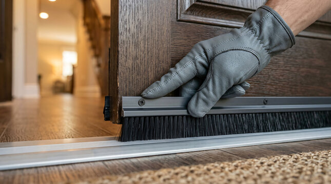 how to install door bottom brush seal | energy efficient home weatherstripping | stopping drafts under doors | diy door sweep installation for pest control
