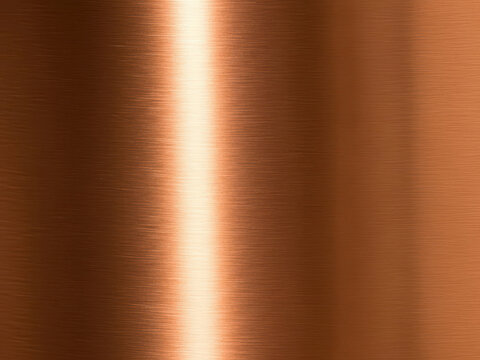 Shiny brushed copper metal texture with vertical bright light reflection lines