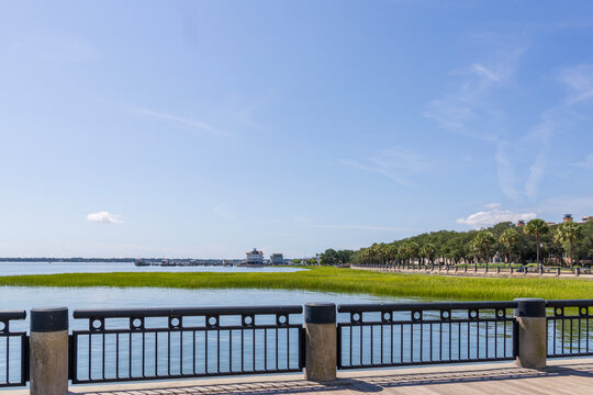 A gorgeous landscape Waterfront Park Pier in Charleston South Carolina USA