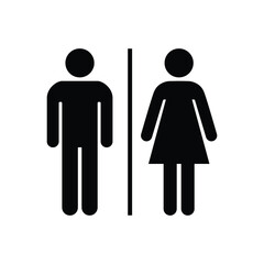 Restroom sign icon with male and female figures isolated on white background © Mubeen