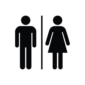 Restroom sign icon with male and female figures isolated on white background