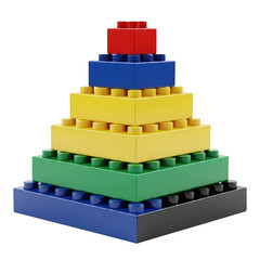 Obraz premium Pyramid made of colorful building blocks on transparent background 3d rendering.