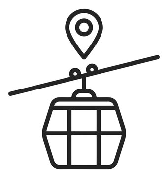 Cable car location icon gondola lift destination map marker ski resort transport pin symbol mountain aerial ropeway journey sign