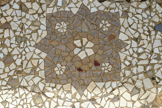 Geometric mosaic tile pattern in neutral tones