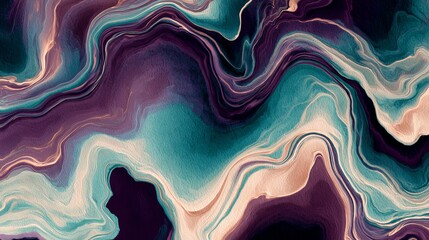 Obraz premium Modern Fluid Design with Wave Patterns in Deep Plum and Seafoam Green Tones