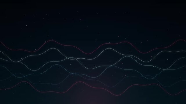 Wavy colored lines flow across a dark starry background suitable for tech overlays and seamless looping