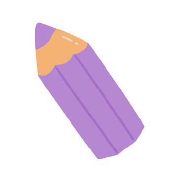 Vector illustration of a purple sharpened pencil. Flat isolated school stationery icon for writing, drawing and education.