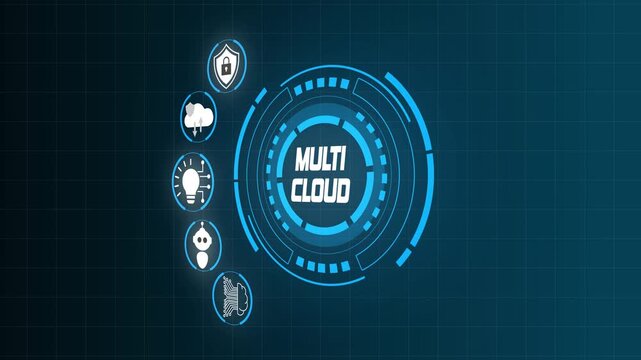 Multi Cloud Computing Network with Futuristic Digital Connections.