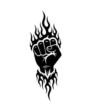fist on fire vector 