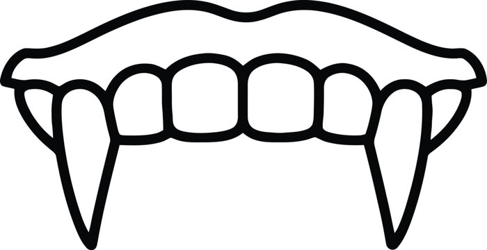 Open Vampire Jaws With Sharp Upper And Lower Pointed Fangs Vector Graphic
