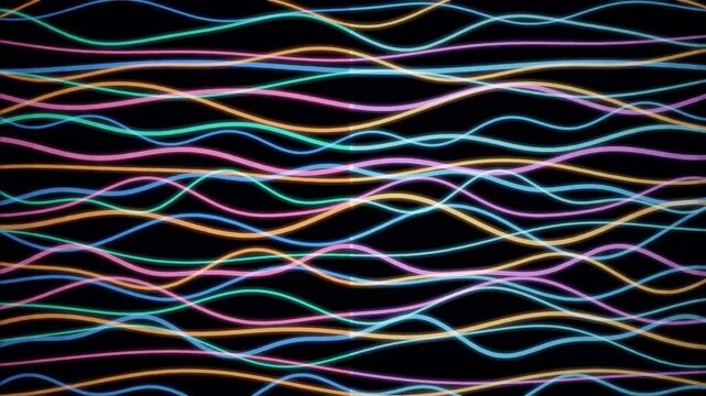 Neon Wavy Lines Motion Background Abstract Colorful Signal Waveform Animation