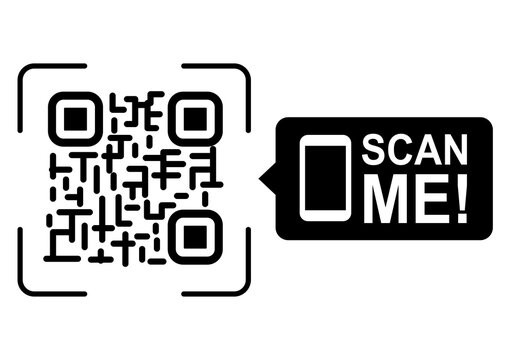 QR Code Scan Me Badge PNG with Two Square Codes and Black Scanning Label, Isolated on Transparent Background for Mobile Scanning