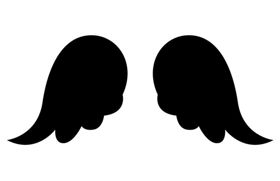 Angel Wing Pair Silhouette PNG with Rounded Drooping Black Wings, Isolated on Transparent Background for Decorative Graphics and Emblems