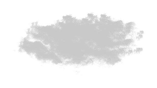 A single fluffy white cumulus cloud isolated on transparent background for design projects and digital compositing